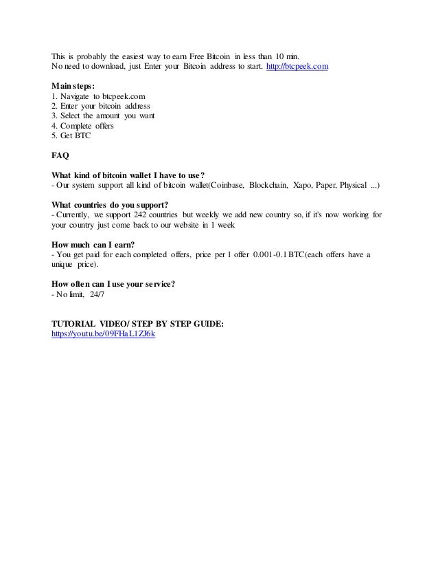 How To Earn Free!    Bitcoin In Less Than 10 Minutes - 